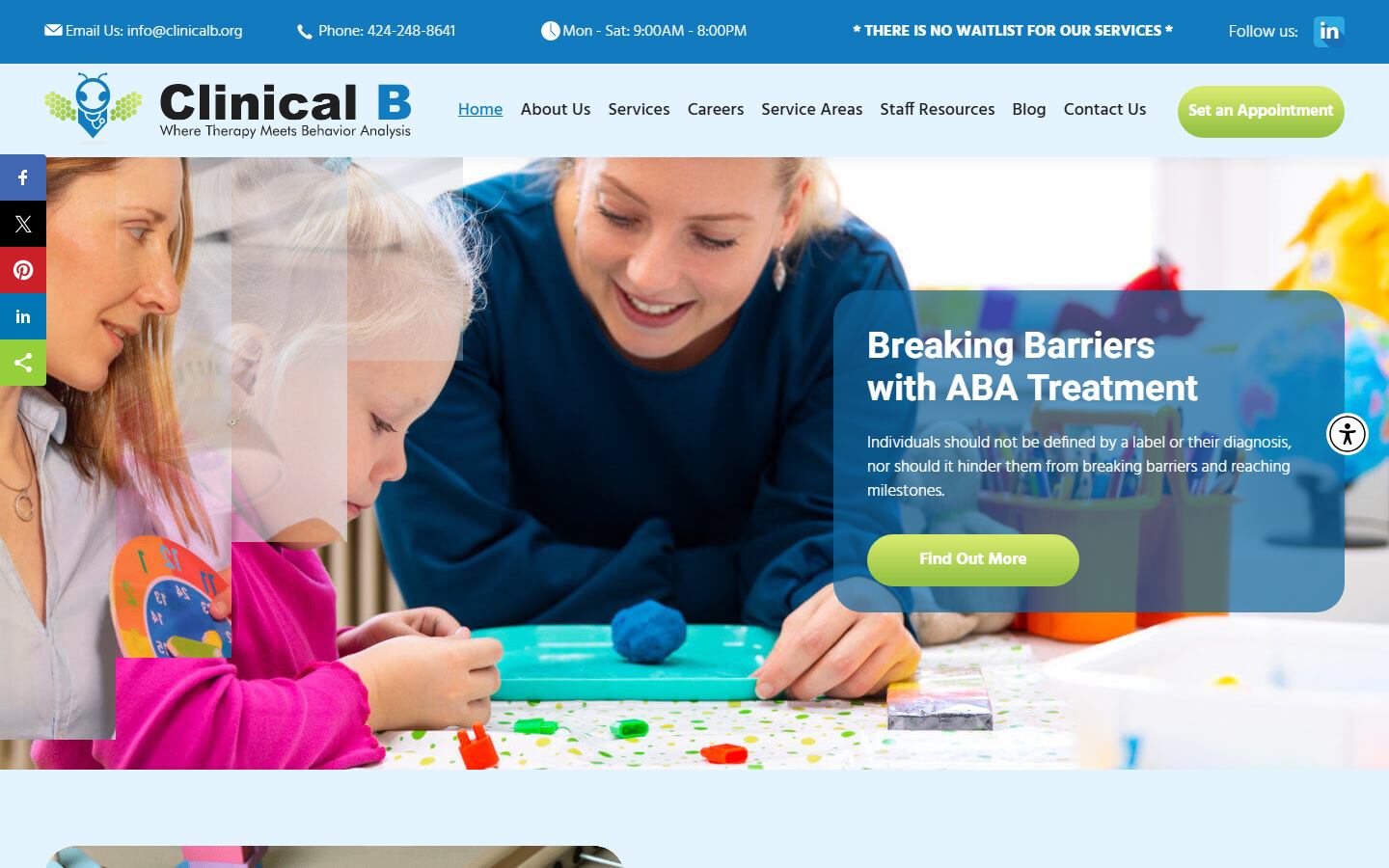 Clinical Behavior website homepage designed by Catlin Computer Solutions
